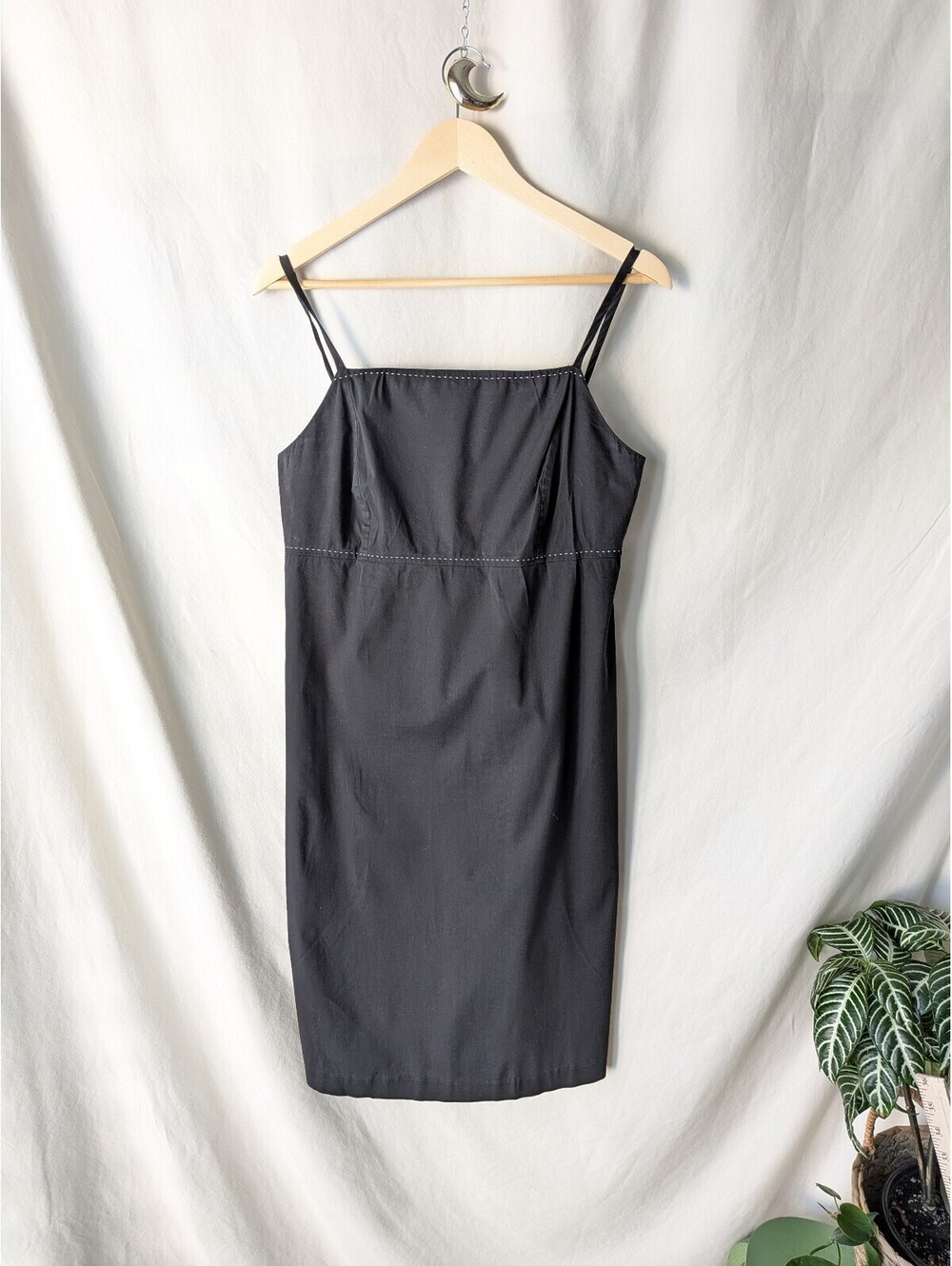 Brooks Brothers 346 Stretch Black Cotton Blend Spaghetti Strap Dress Size 2